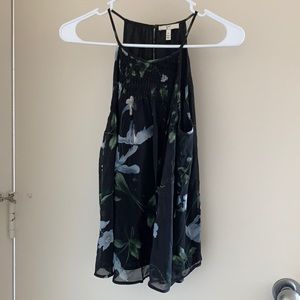 Joie xs silk black floral print